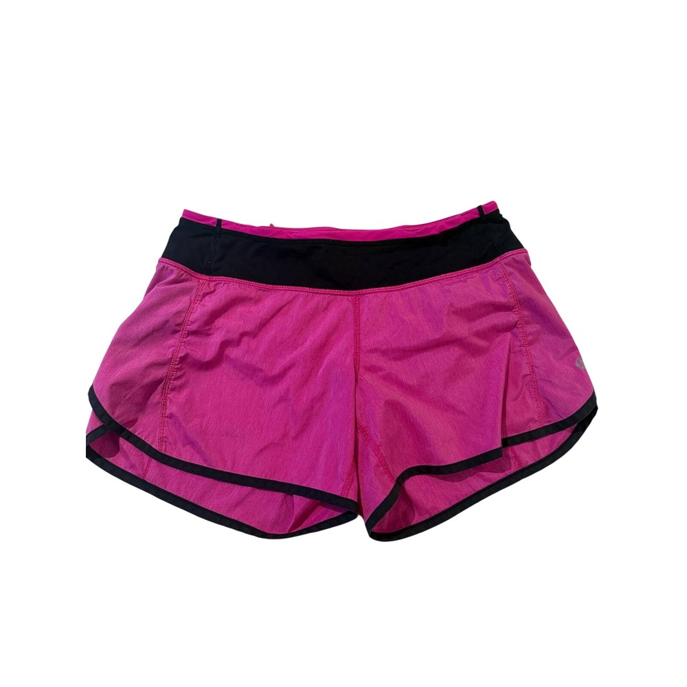 Lululemon Speed Up Low Rise Running Shorts Sz 4 Pink Black Trim 2.5 Inseam Lined